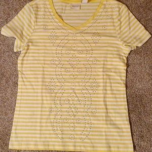 CHICO'S Zenergy lime and white knit top